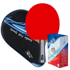 Double Fish J6 bordtennis bat m/ etui og Paris24 bolde